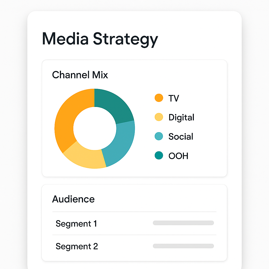 Kompass media strategy document with channel mix, budget guidance, and audience segments